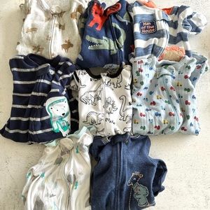 Lot of 8 Baby Boy NB Sleepers